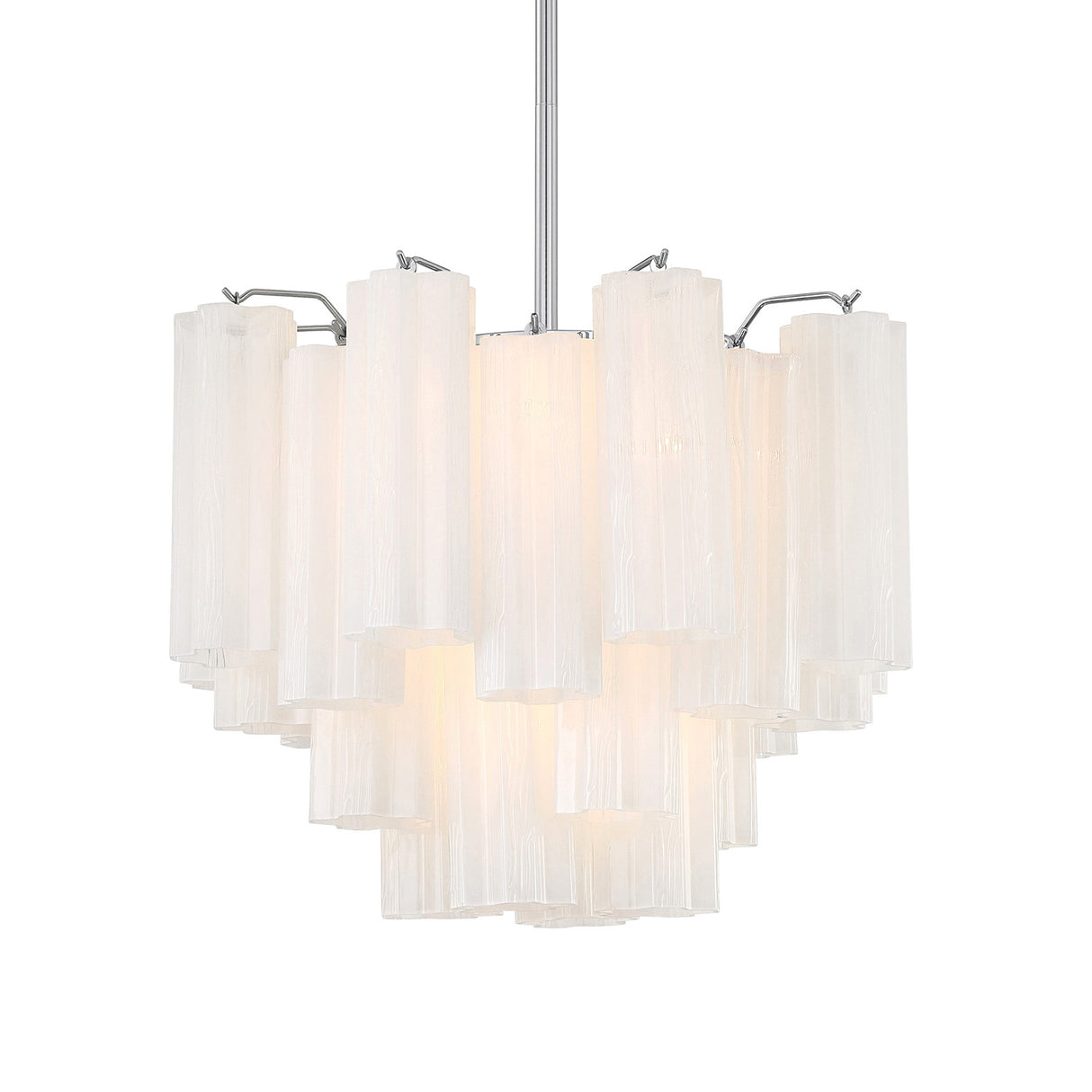 Grace 4 Light Mini Chandelier 18", Chrome with White Glass