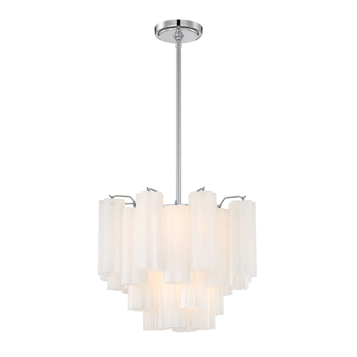 Grace 4 Light Mini Chandelier 18", Chrome with White Glass