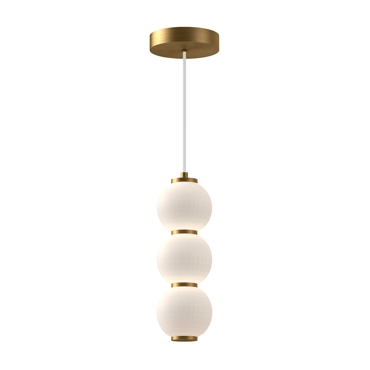 Shai LED Pendant 7", Aged Brass and Opal Glass
