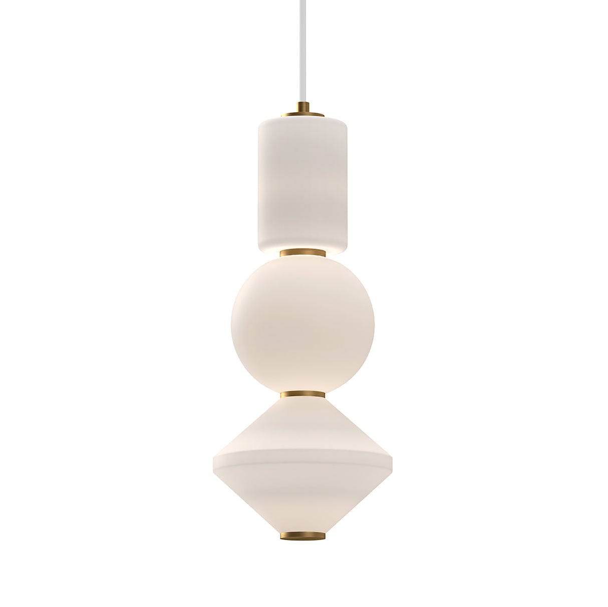 Shai LED Pendant 8", Aged Brass and Opal Glass