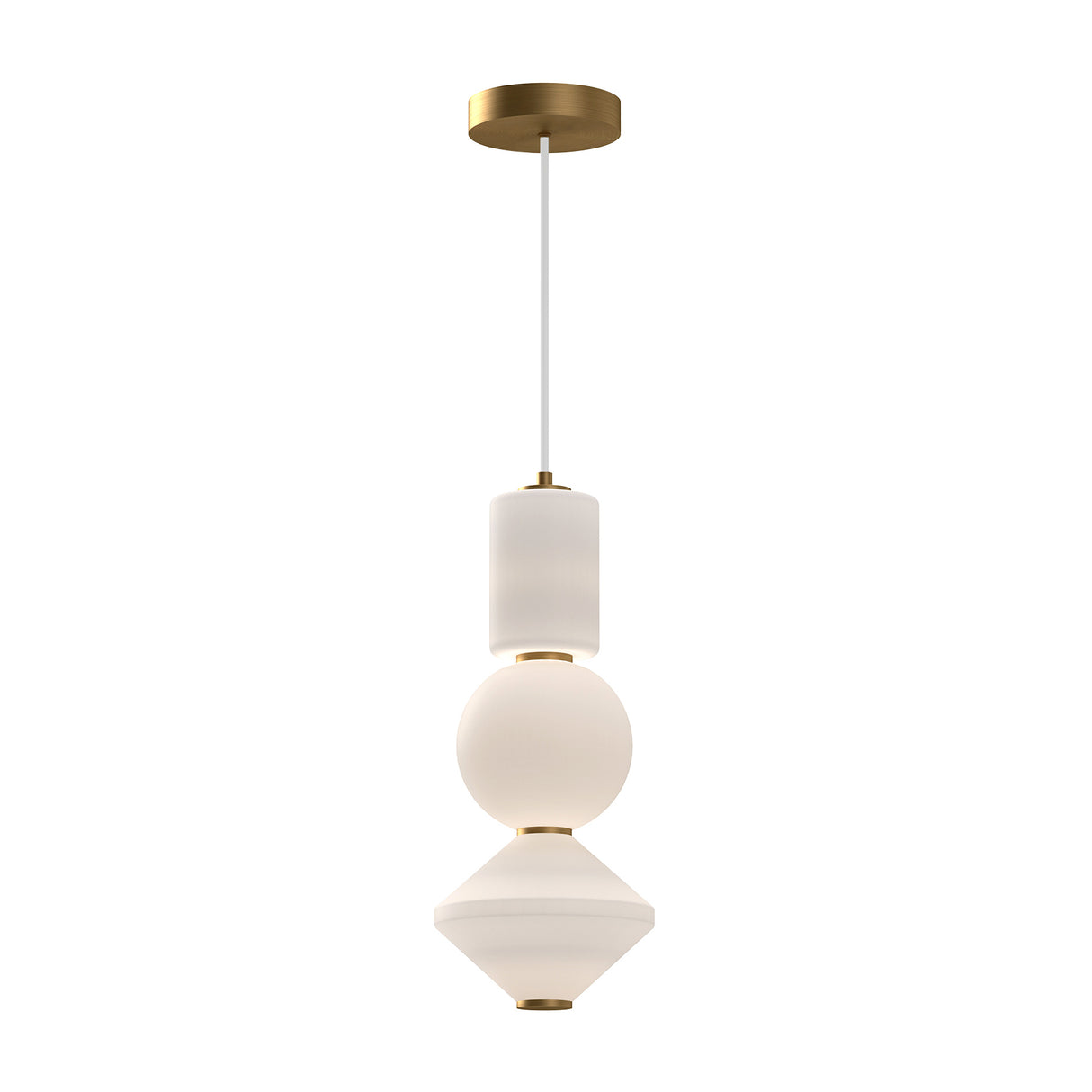 Shai LED Pendant 8", Aged Brass and Opal Glass
