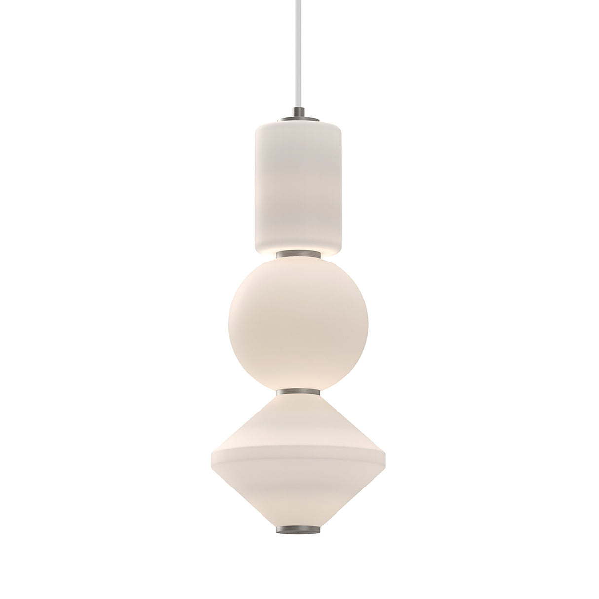Shai LED Pendant 8", Brushed Nickel and Opal Glass