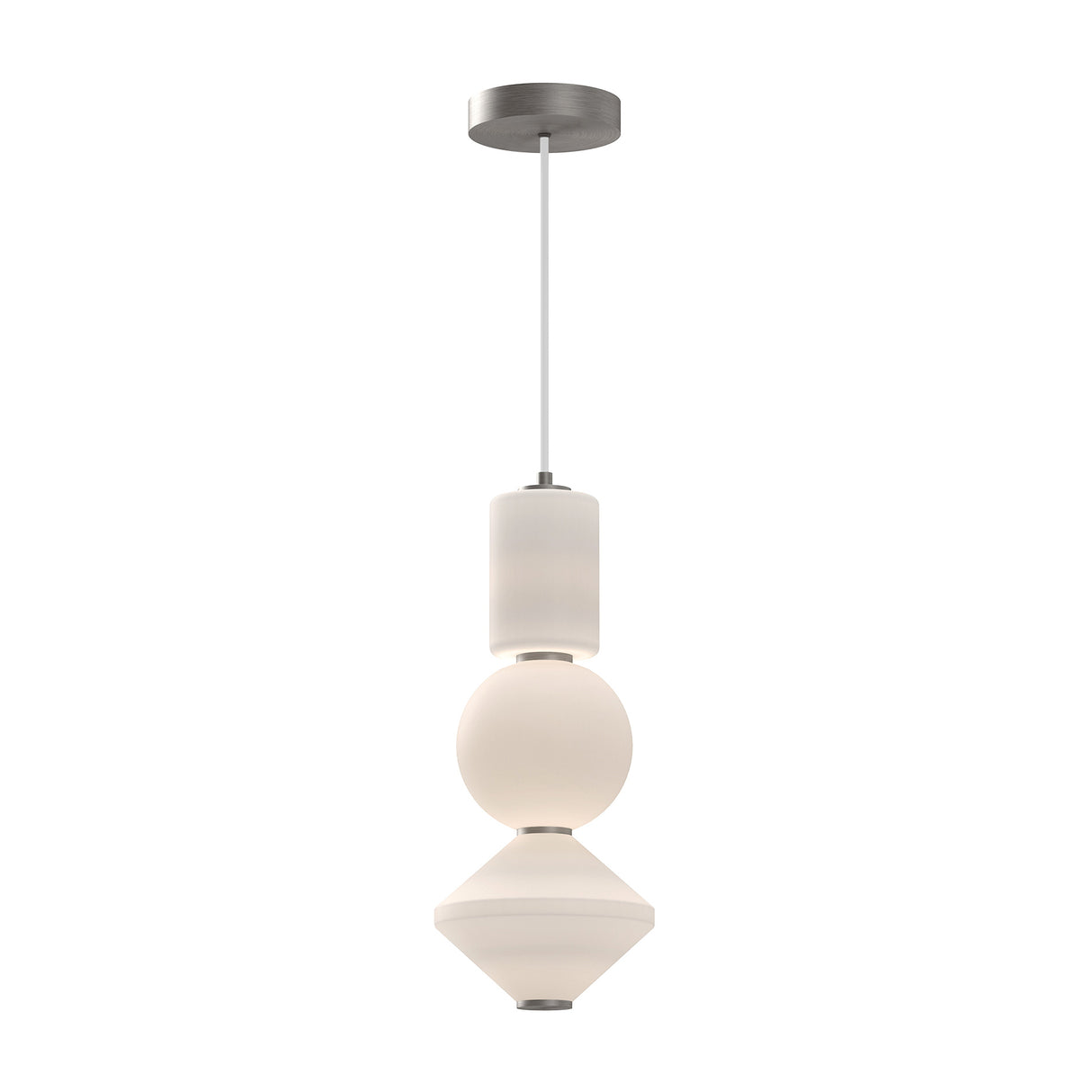 Shai LED Pendant 8", Brushed Nickel and Opal Glass