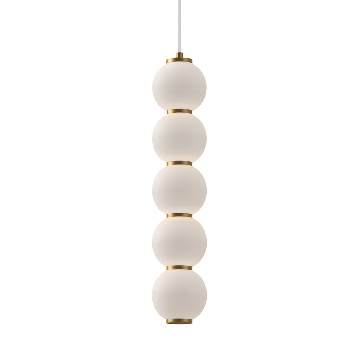 Shai LED Pendant 5", Aged Brass and Opal Glass