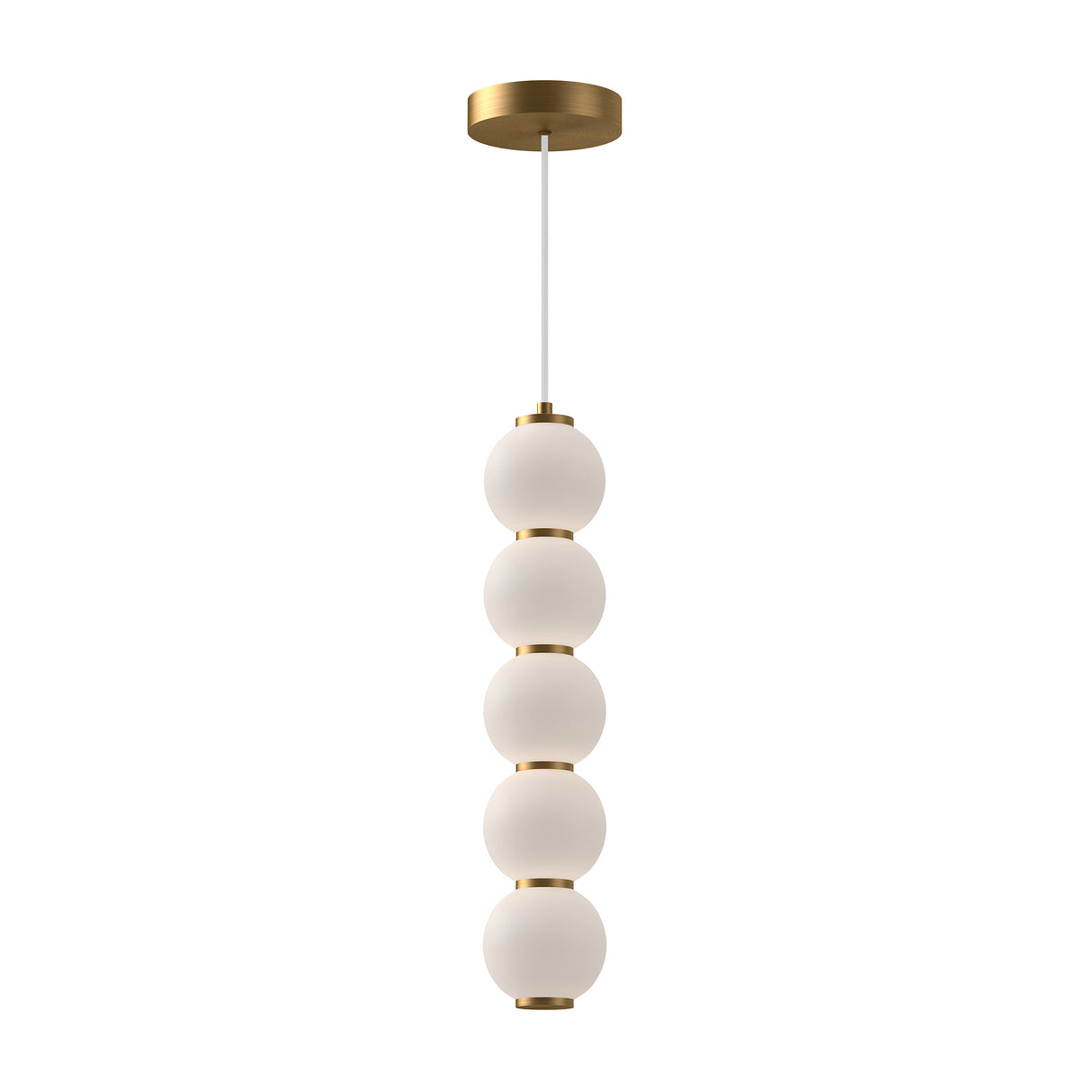 Shai LED Pendant 5", Aged Brass and Opal Glass