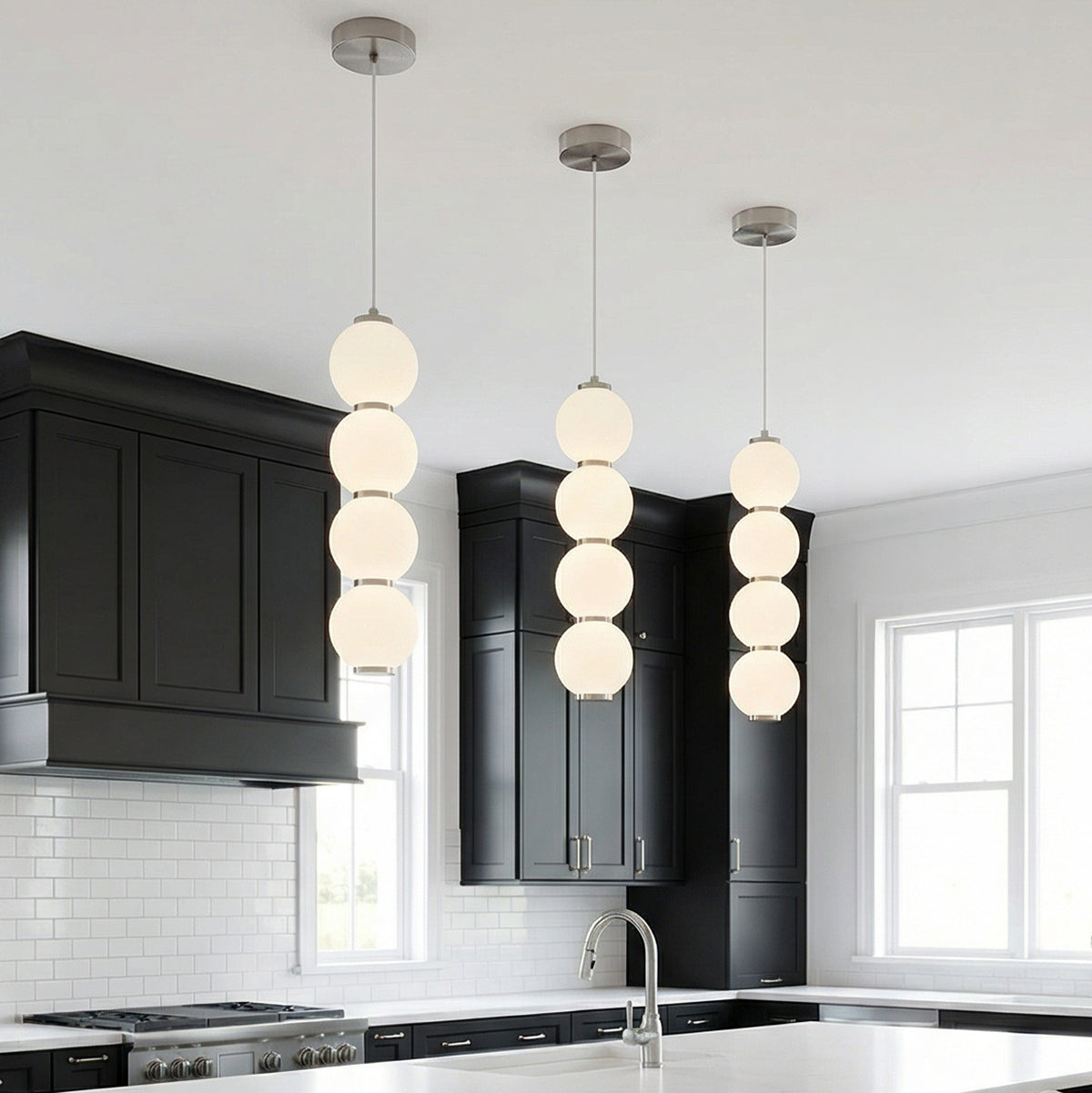 Shai LED Pendant 5", Brushed Nickel and Opal Glass