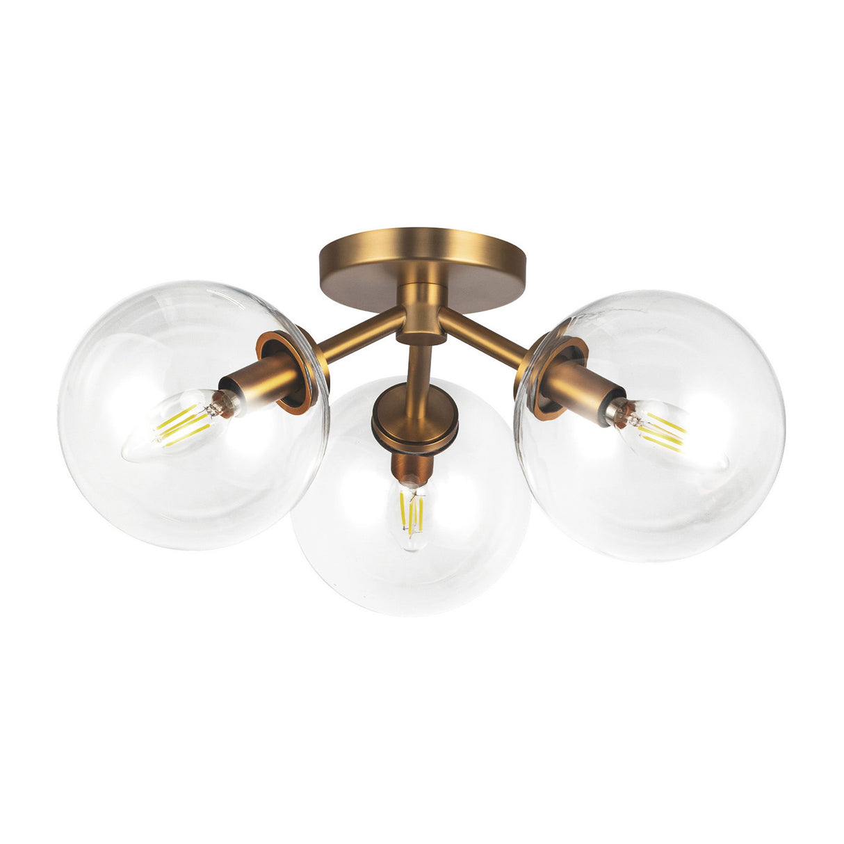 Gurt 3 Light Semi-Flush 18", Aged Brass