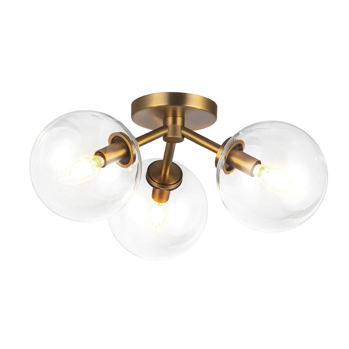 Gurt 3 Light Semi-Flush 18", Aged Brass