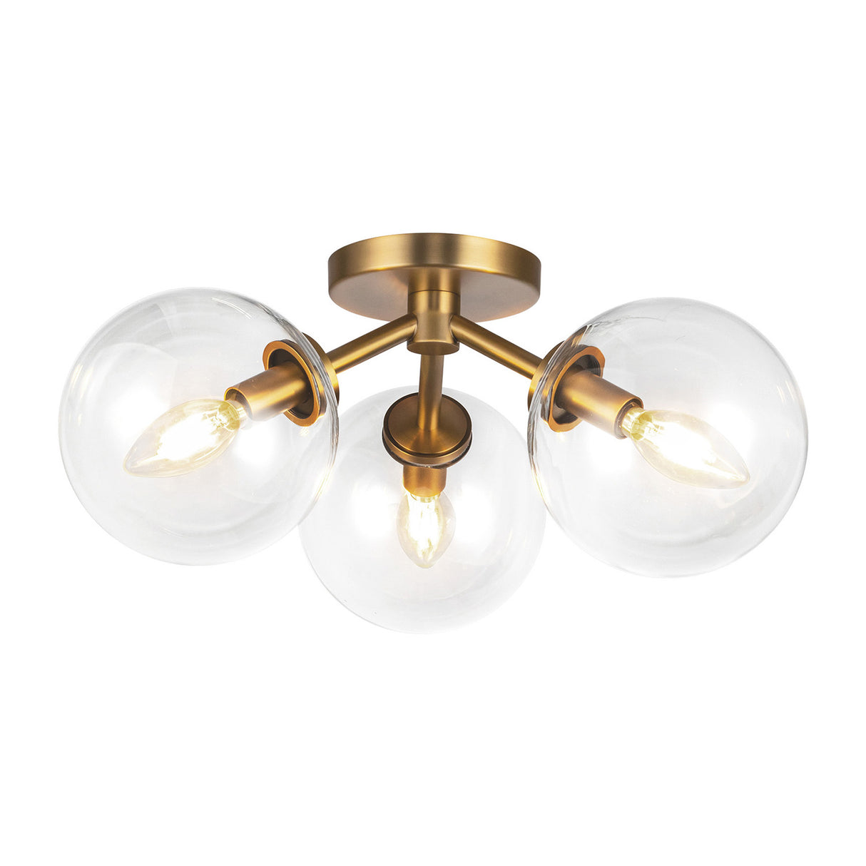 Gurt 3 Light Semi-Flush 18", Aged Brass