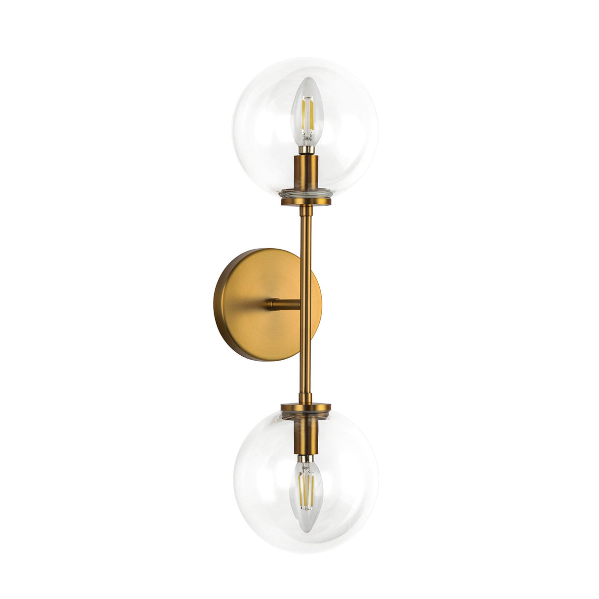 Gurt 2 Light Wall Sconce 20", Aged Brass