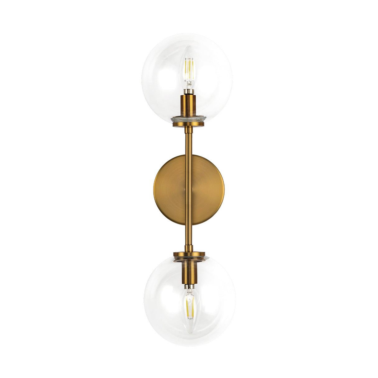 Gurt 2 Light Wall Sconce 20", Aged Brass