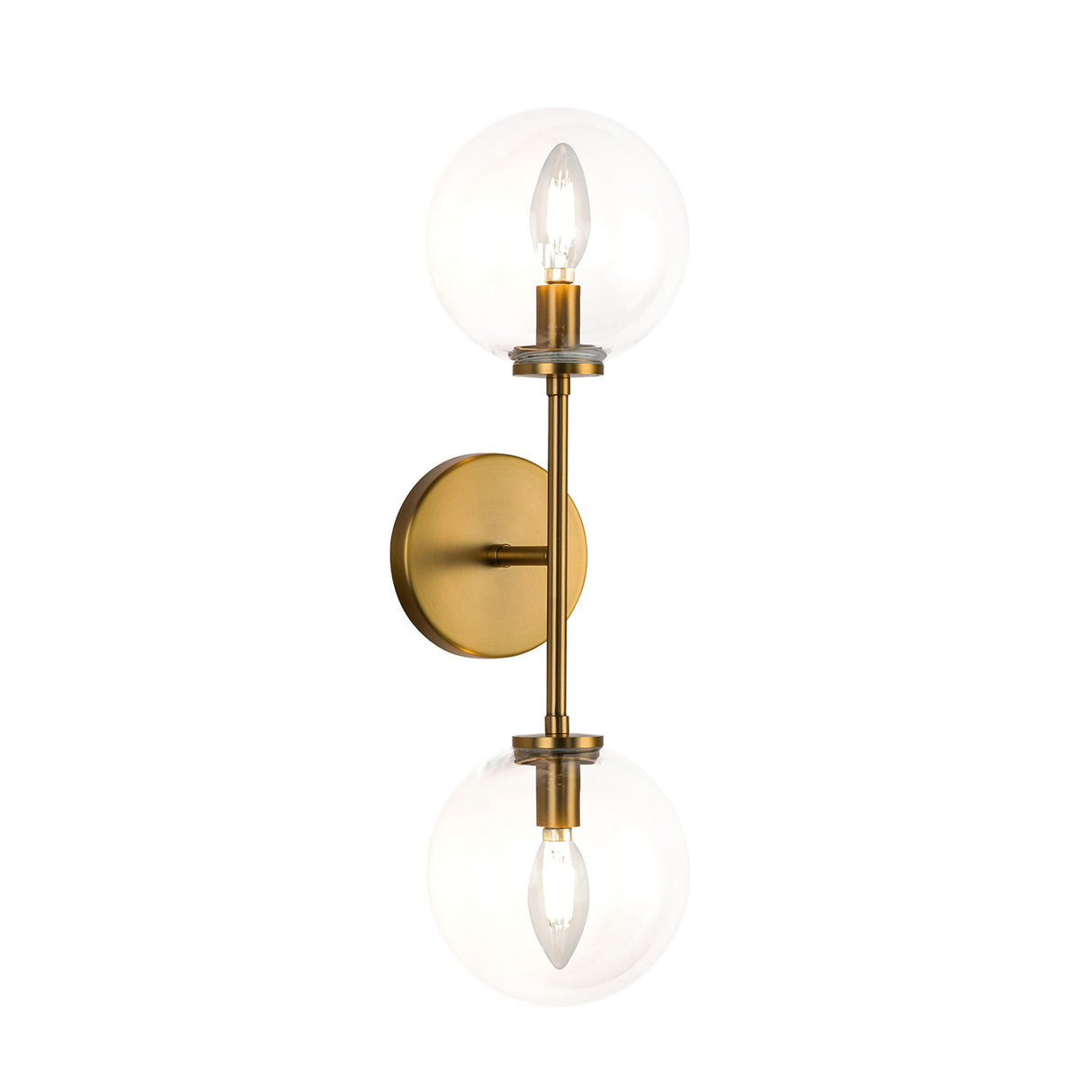 Gurt 2 Light Wall Sconce 20", Aged Brass