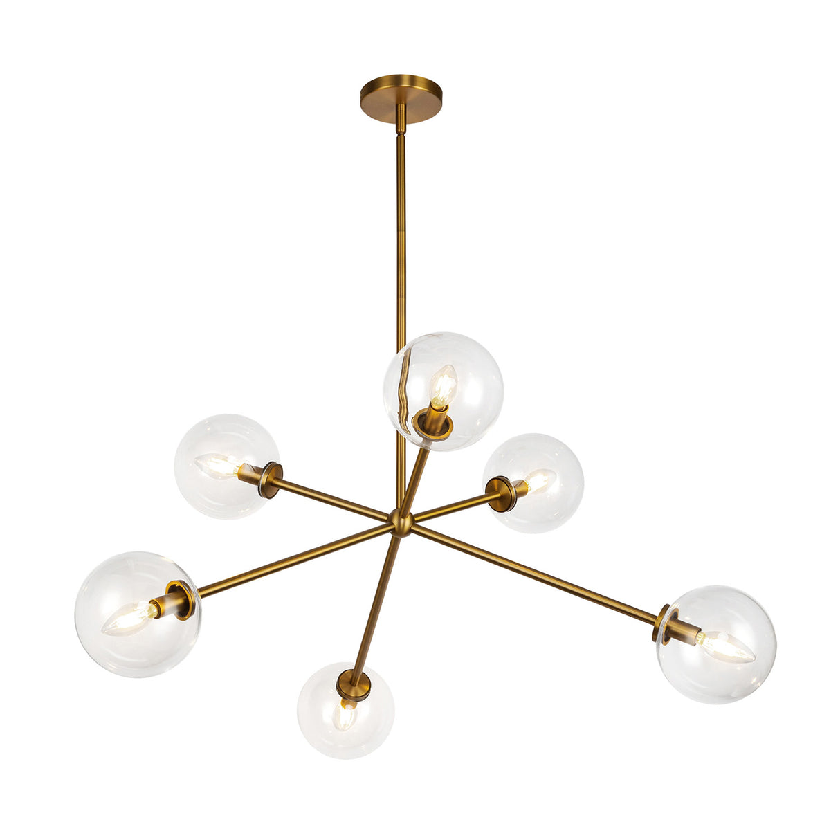 Gurt 6 Light Chandelier 40", Aged Brass