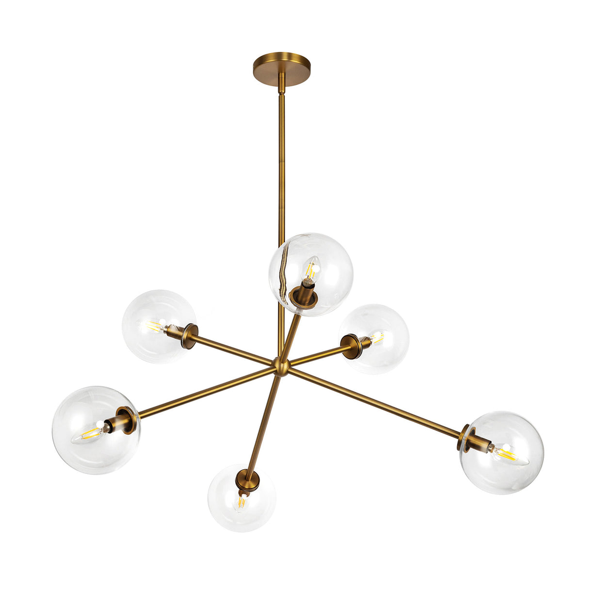 Gurt 6 Light Chandelier 40", Aged Brass
