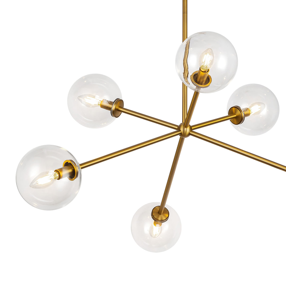 Gurt 6 Light Chandelier 40", Aged Brass