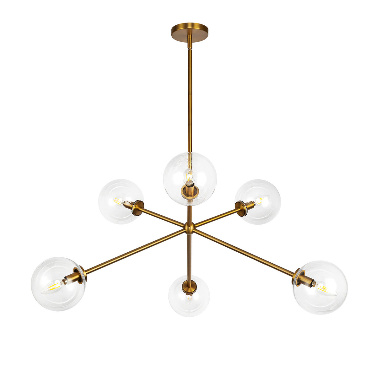 Gurt 6 Light Chandelier 40", Aged Brass