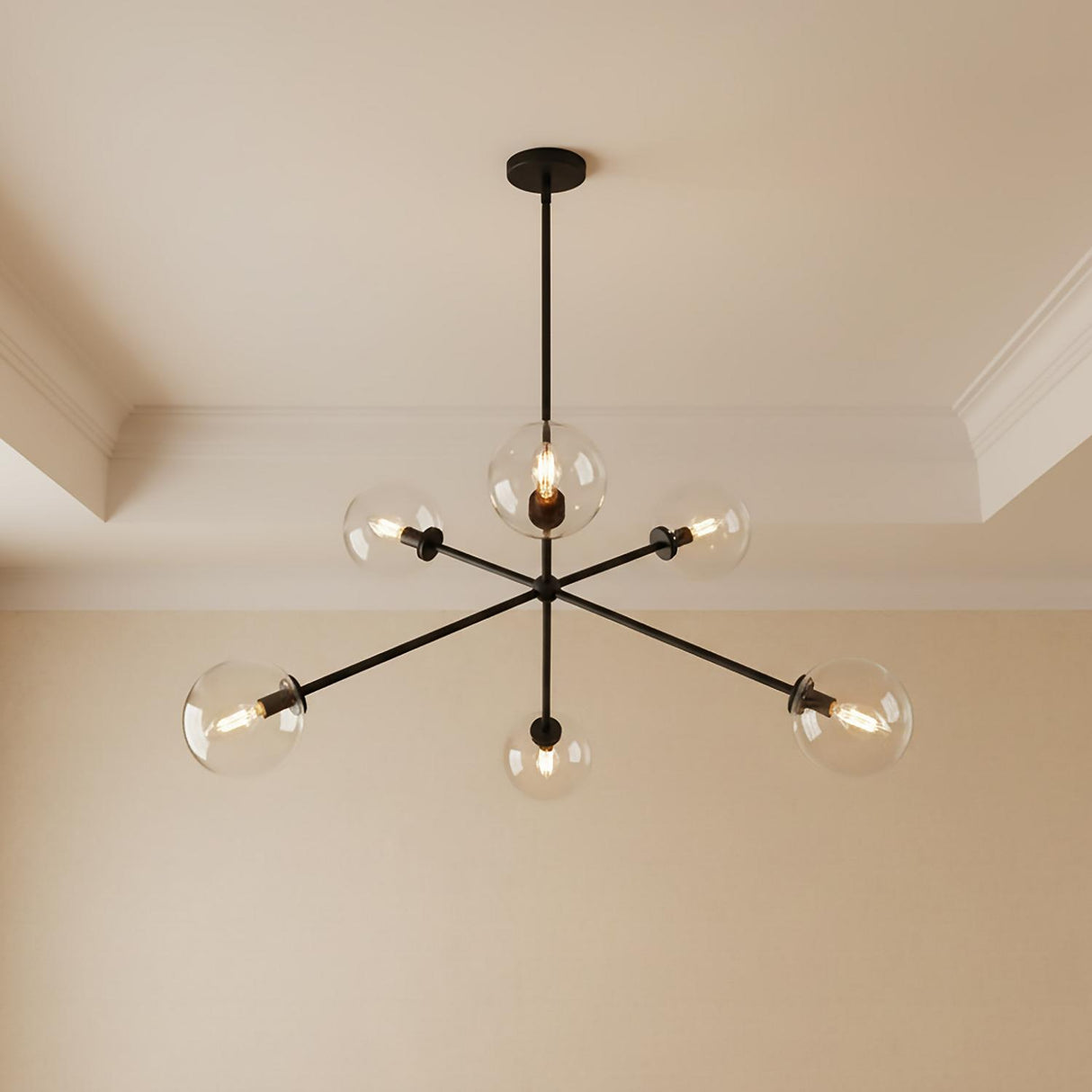 Gurt 6 Light Chandelier 40", Matte Black