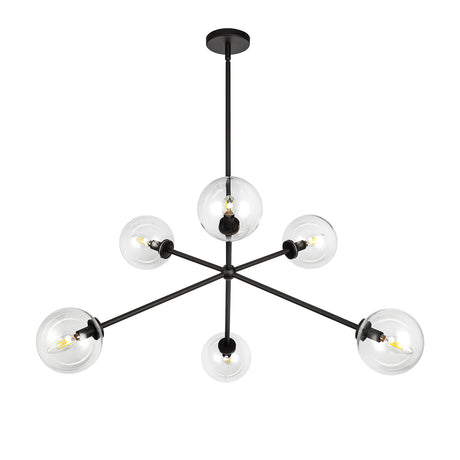 Gurt 6 Light Chandelier 40", Matte Black