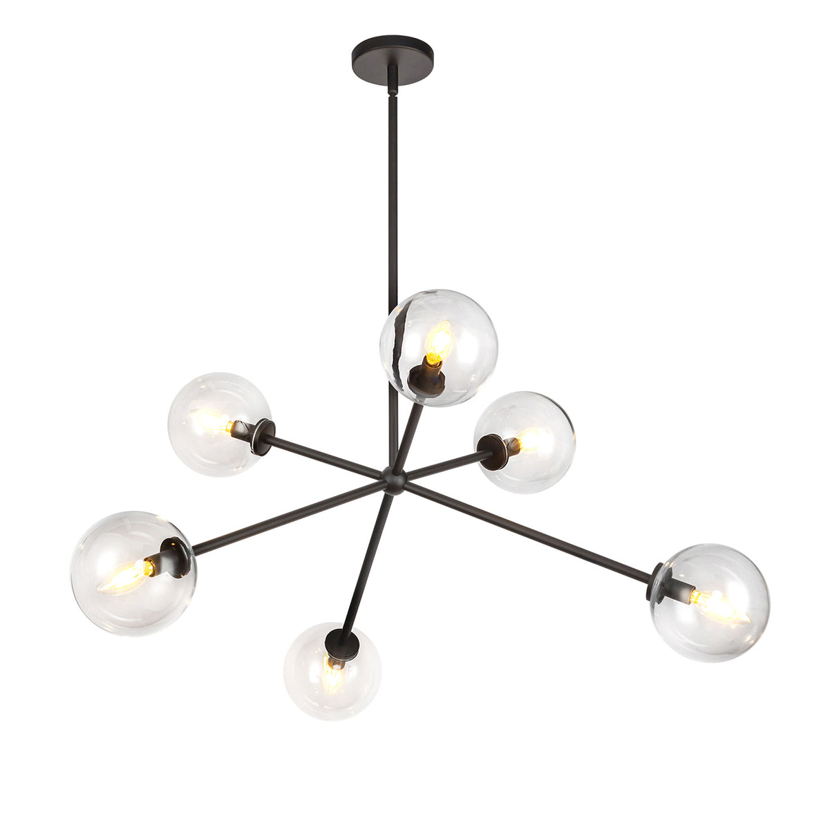 Gurt 6 Light Chandelier 40", Matte Black