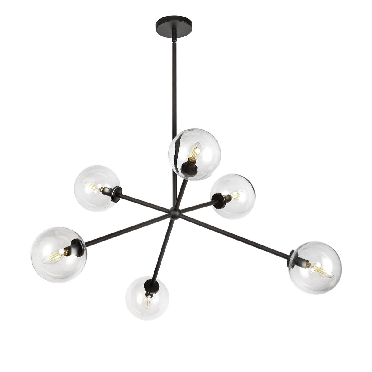 Gurt 6 Light Chandelier 40", Matte Black