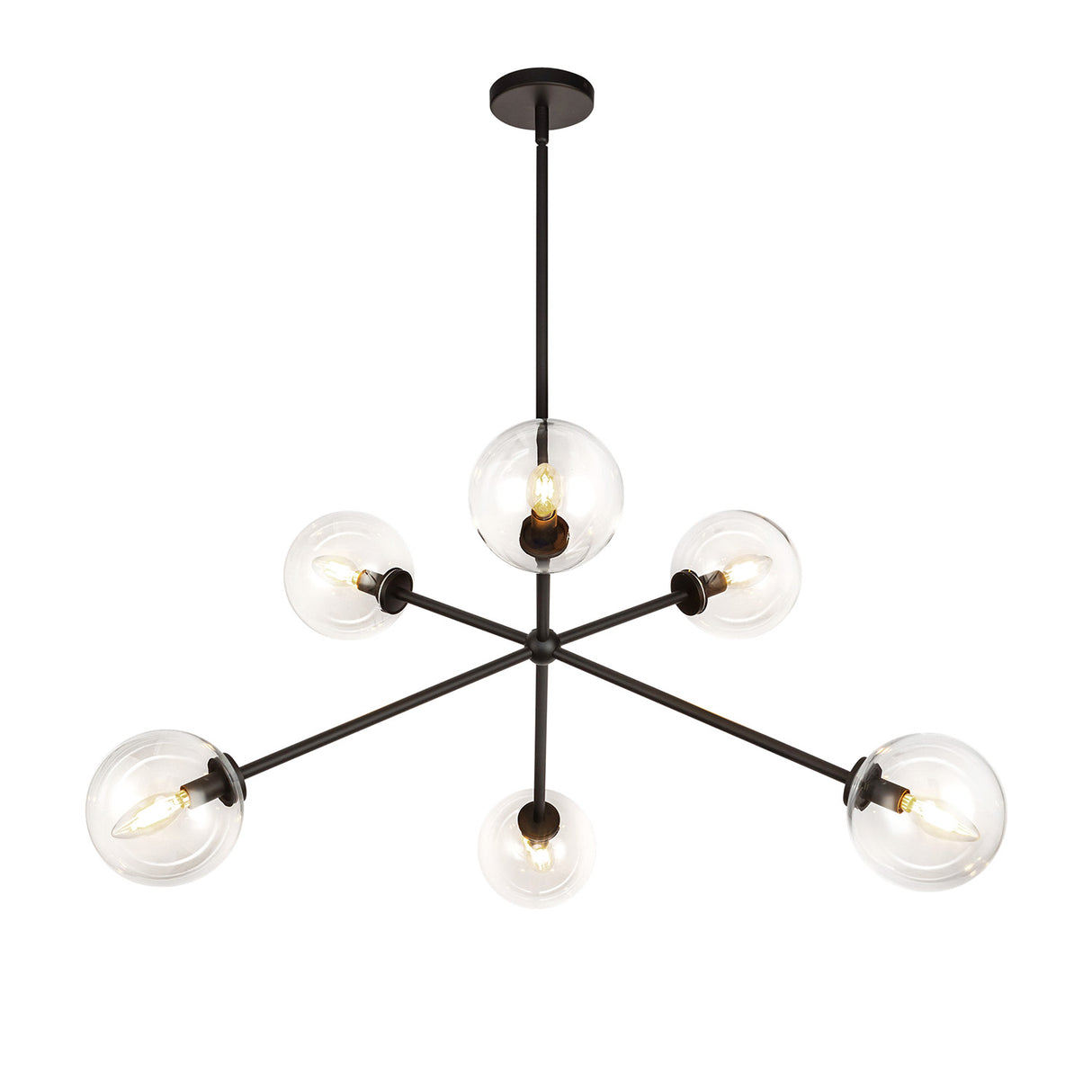 Gurt 6 Light Chandelier 40", Matte Black