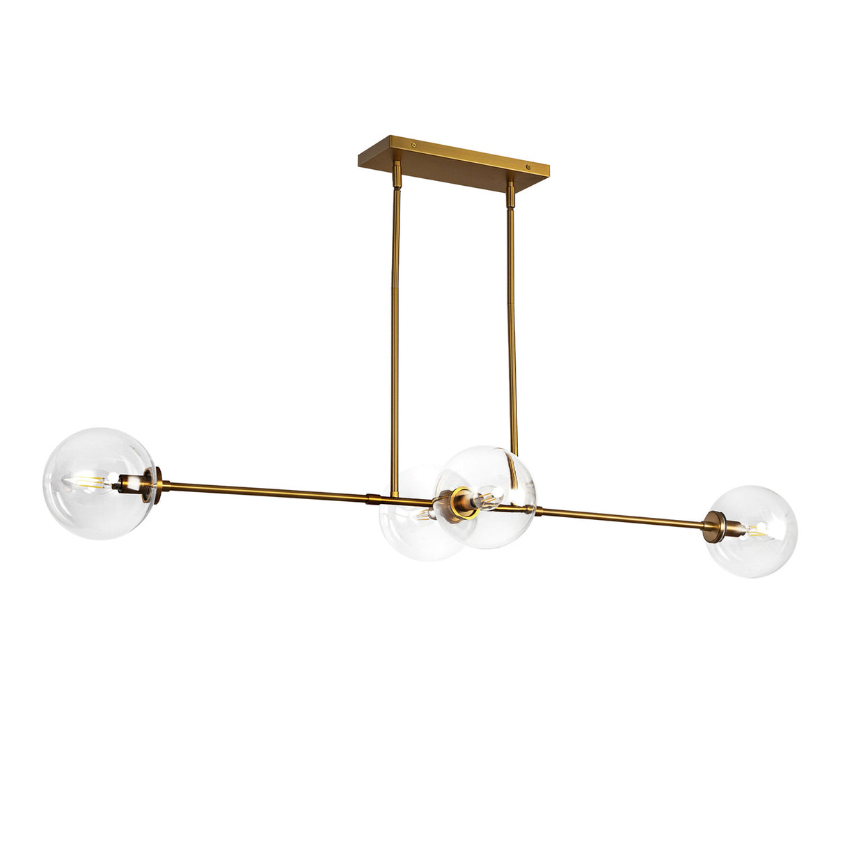 Gurt 4 Light Linear Pendant 48", Aged Brass