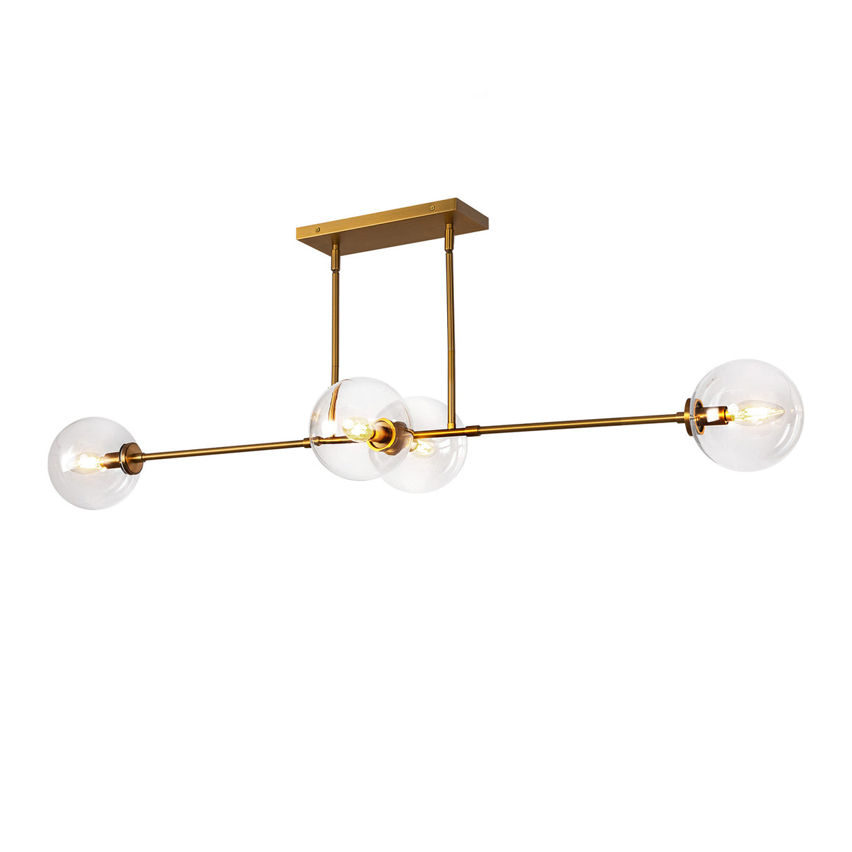 Gurt 4 Light Linear Pendant 48", Aged Brass