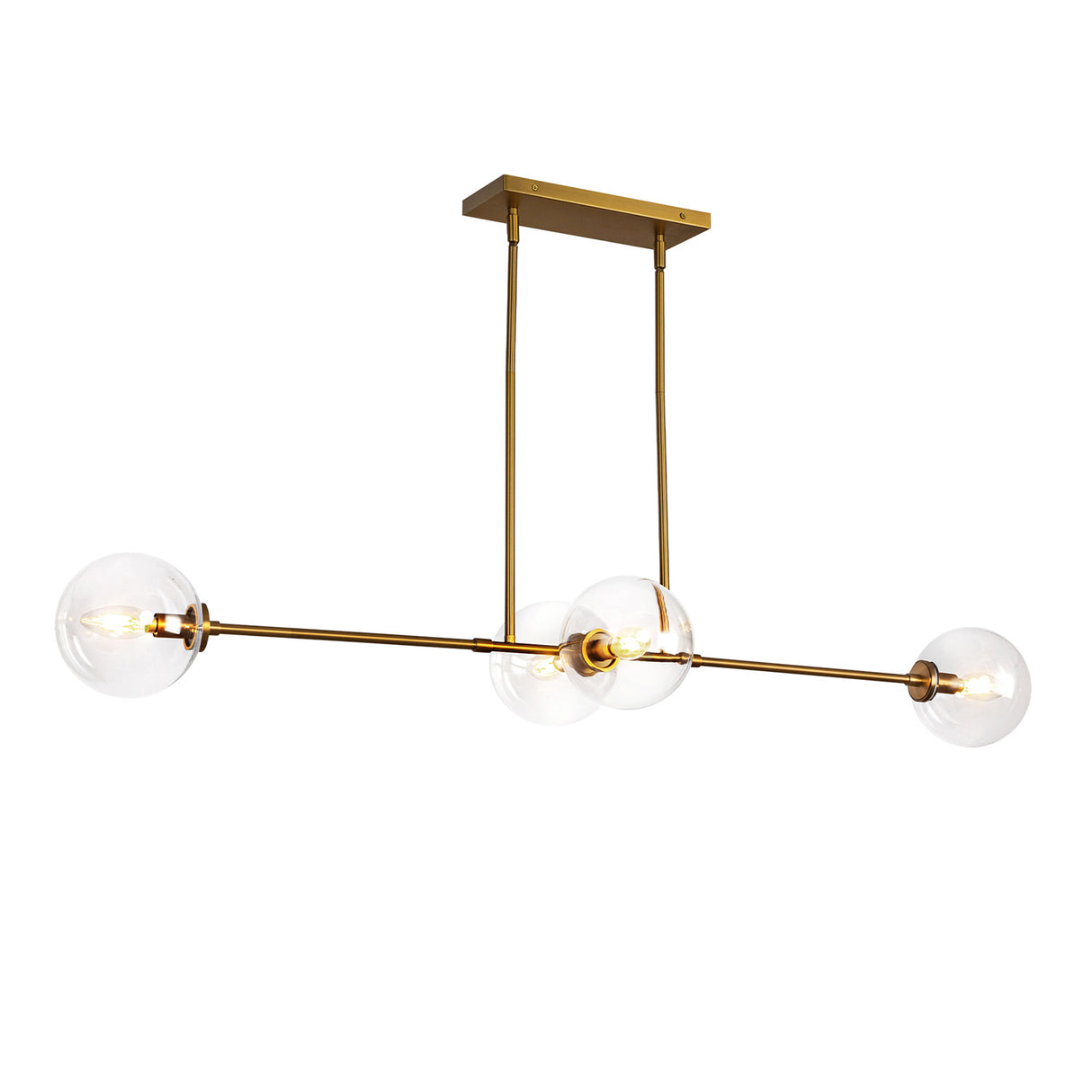 Gurt 4 Light Linear Pendant 48", Aged Brass
