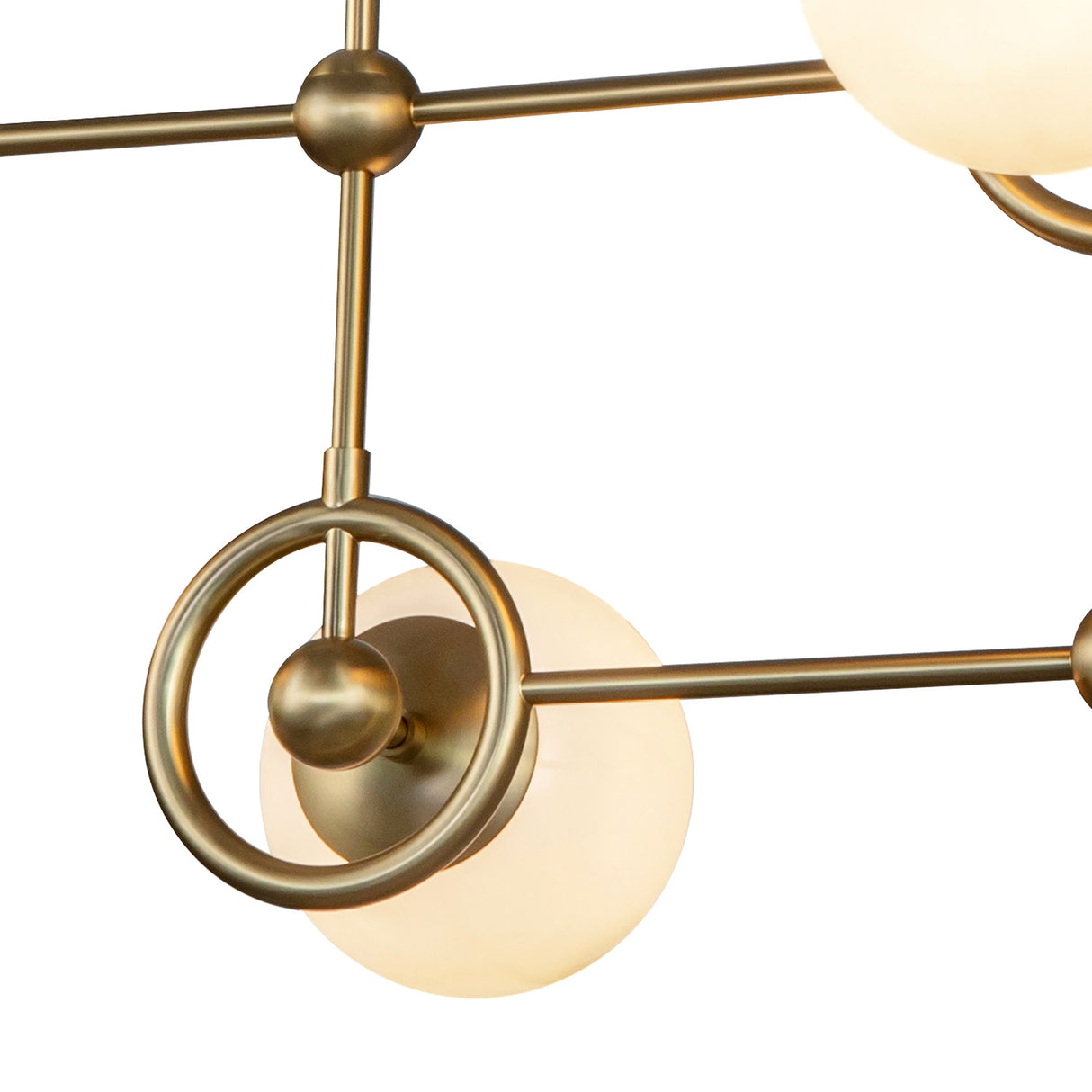 Tristen 4 Light Chandelier 42", Brushed Brass and Opal Glass