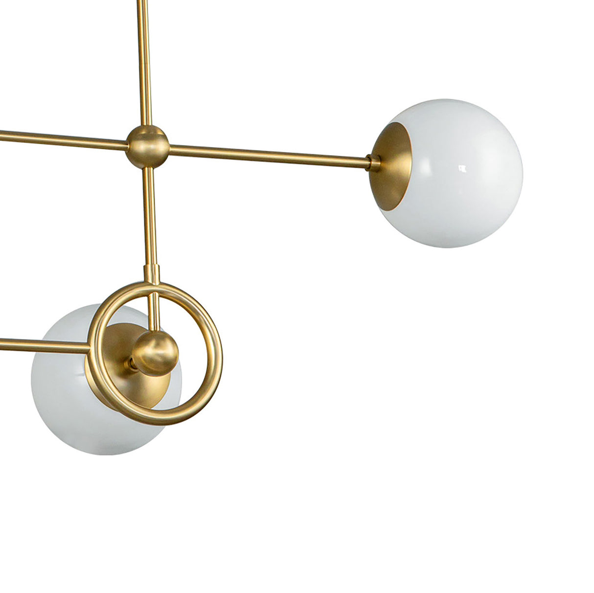 Tristen 4 Light Chandelier 42", Brushed Brass and Opal Glass