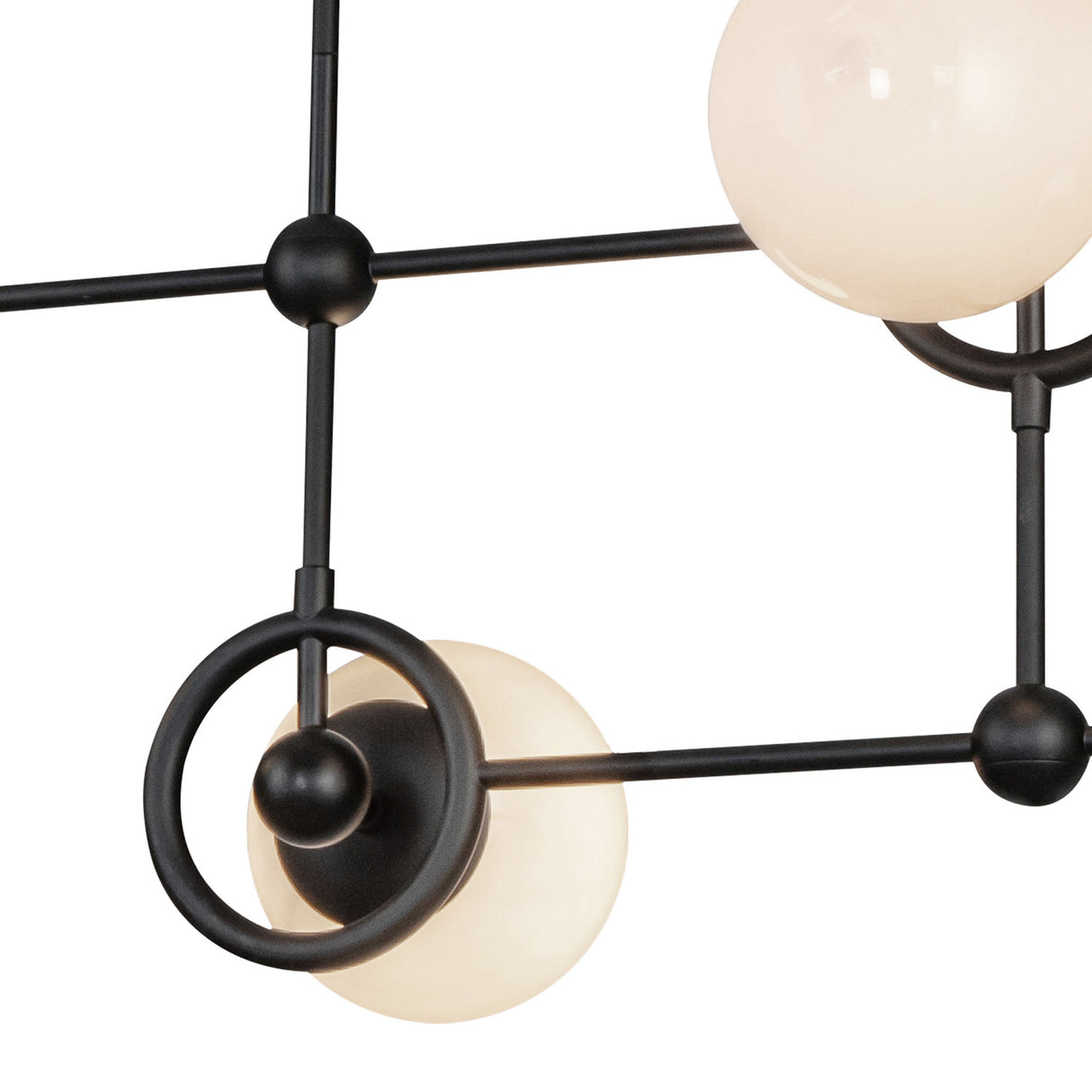 Tristen 4 Light Chandelier 42", Matte Black and Opal Glass