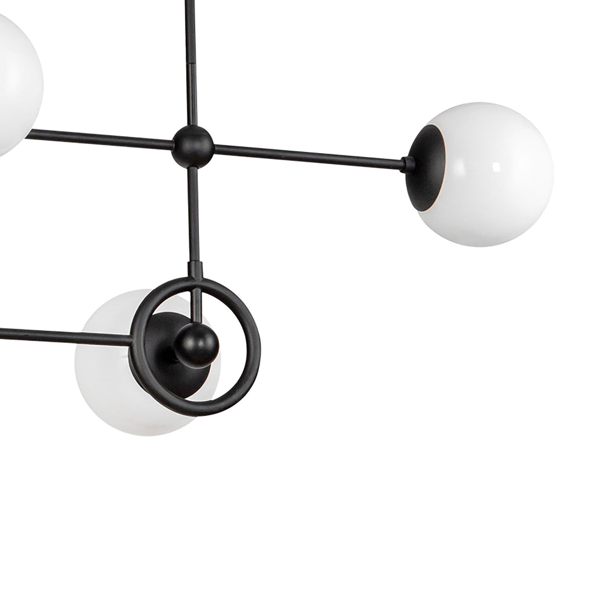 Tristen 4 Light Chandelier 42", Matte Black and Opal Glass
