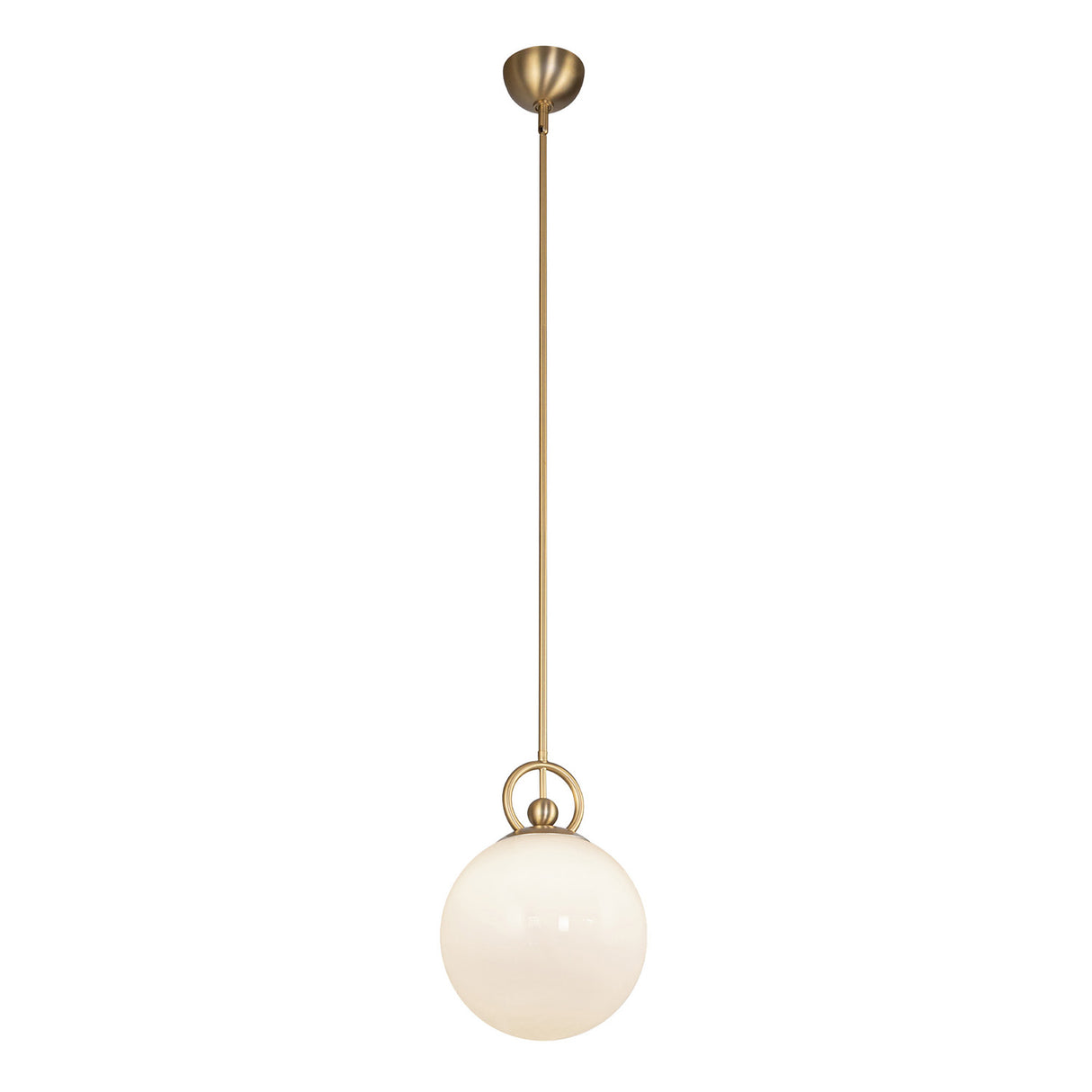 Tristen Pendant 10", Brushed Brass and Opal Glass