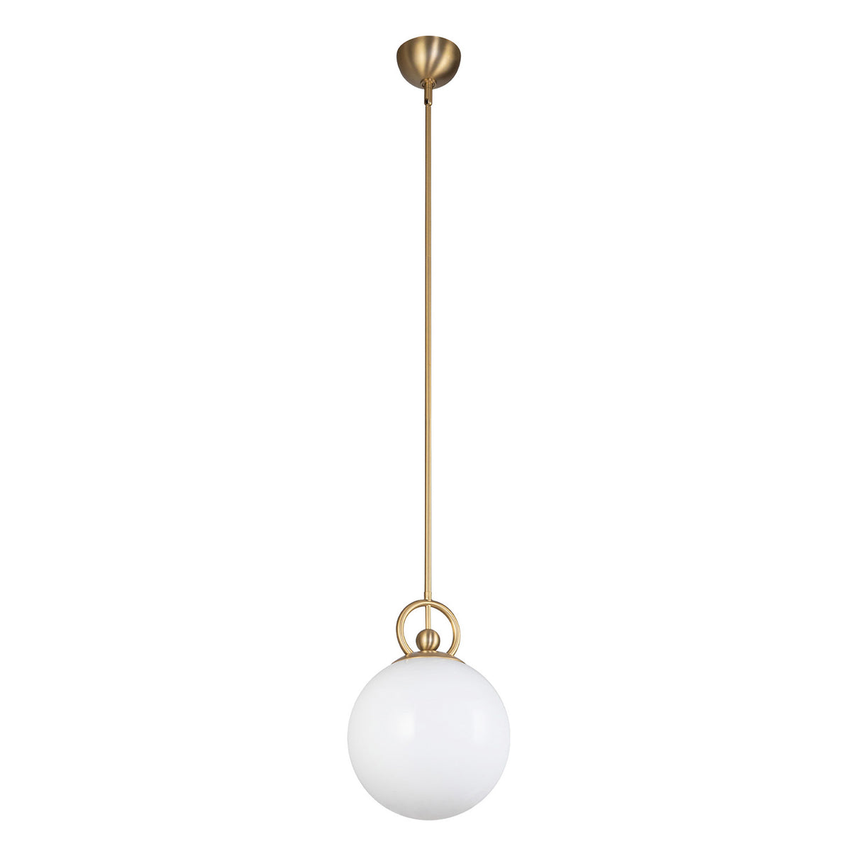 Tristen Pendant 10", Brushed Brass and Opal Glass