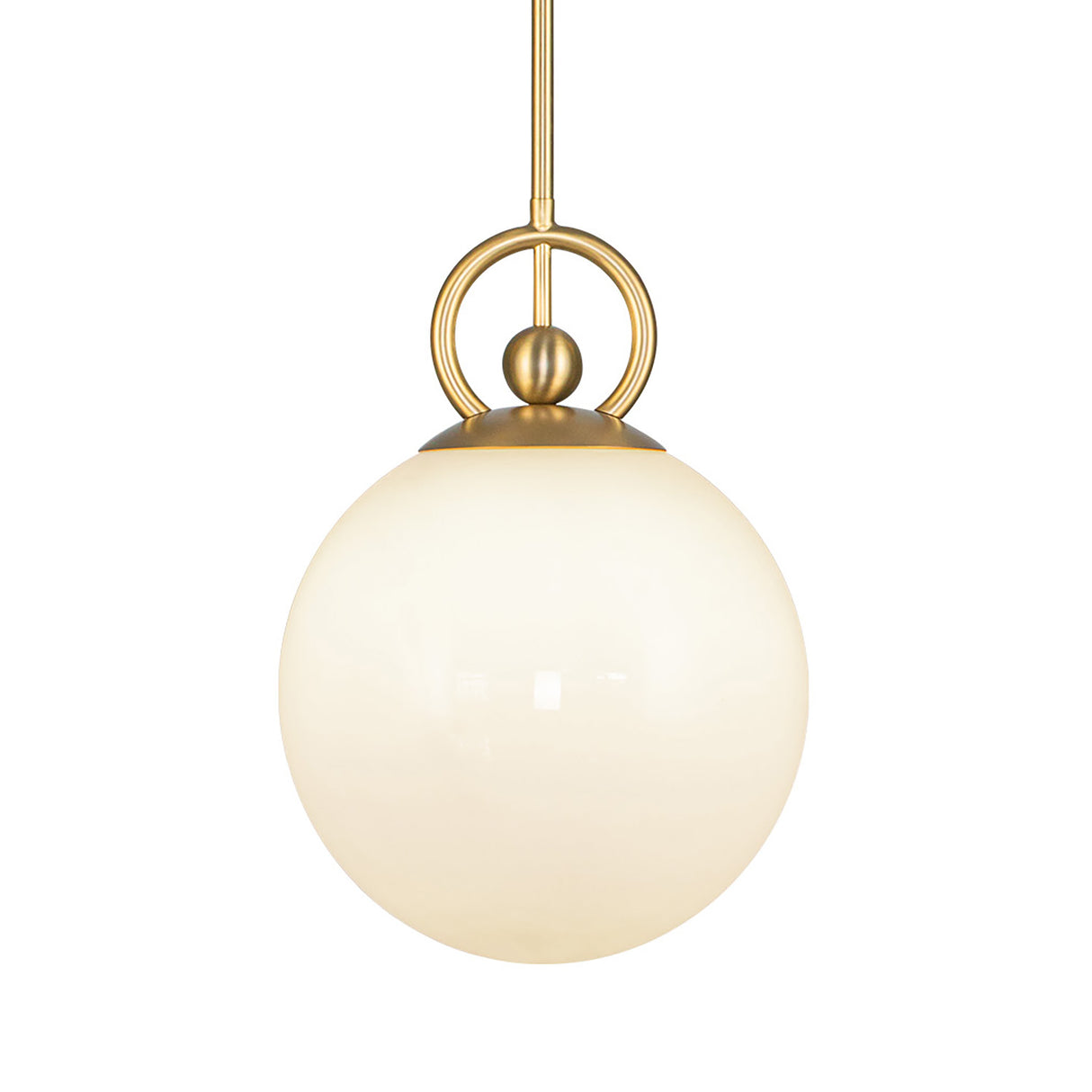 Tristen Pendant 10", Brushed Brass and Opal Glass