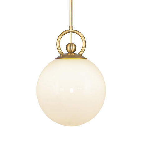 Tristen Pendant 10", Brushed Brass and Opal Glass