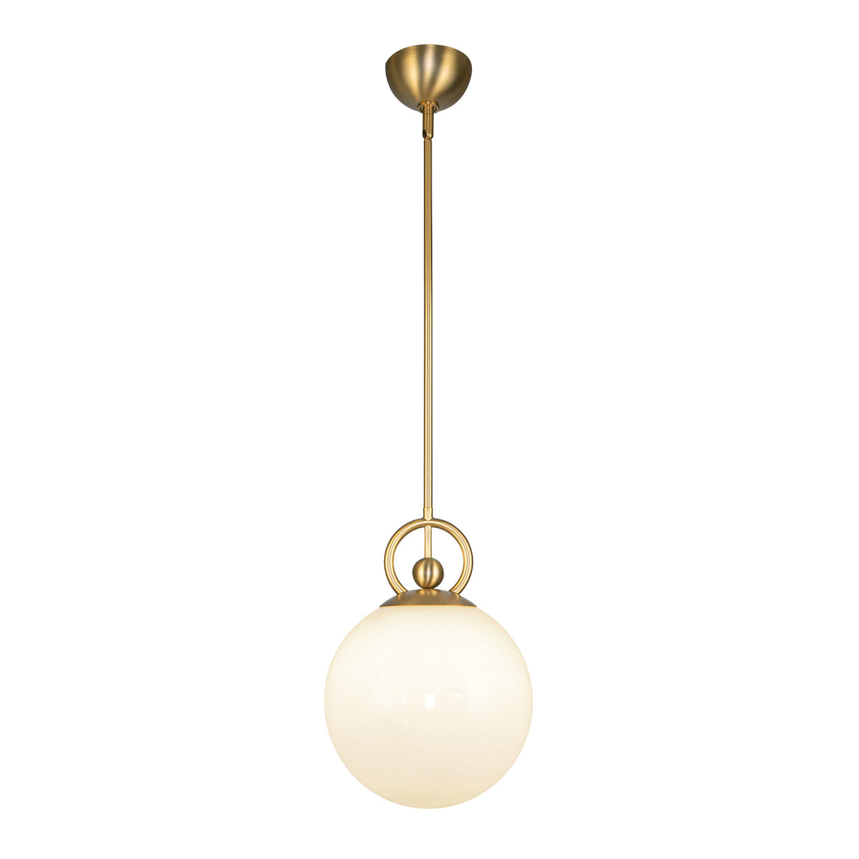 Tristen Pendant 10", Brushed Brass and Opal Glass