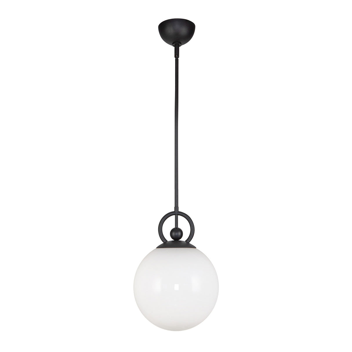 Tristen Pendant 10", Matte Black and Opal Glass