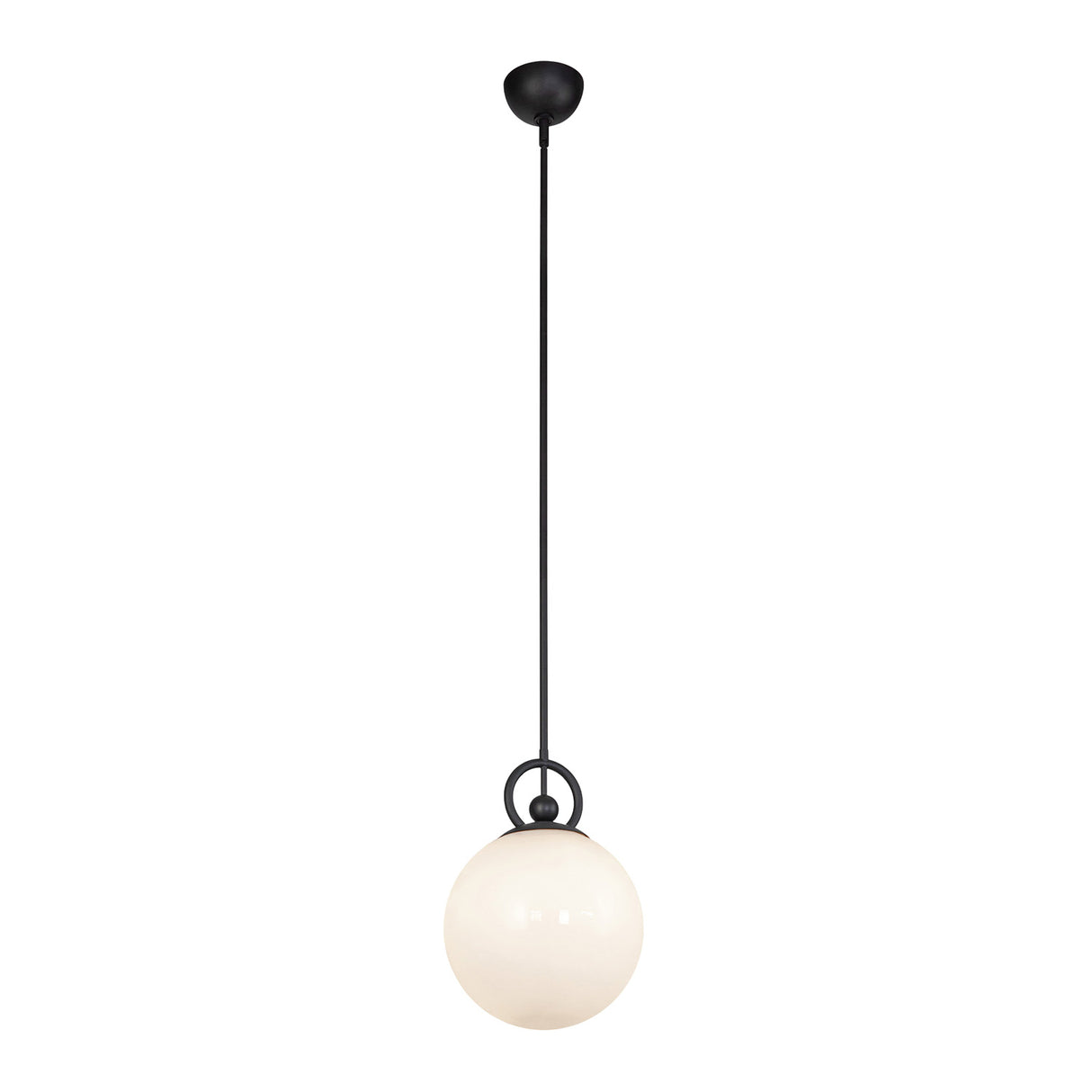 Tristen Pendant 10", Matte Black and Opal Glass