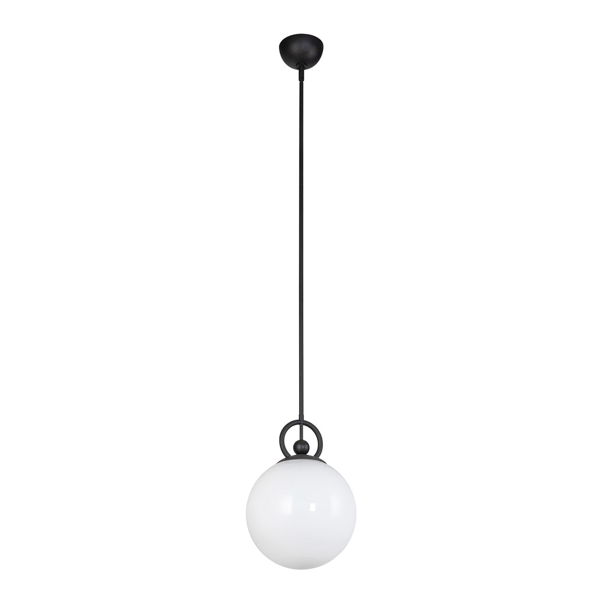 Tristen Pendant 10", Matte Black and Opal Glass