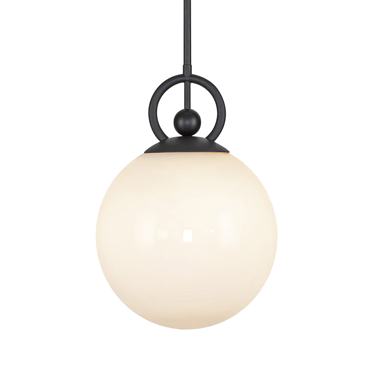 Tristen Pendant 10", Matte Black and Opal Glass