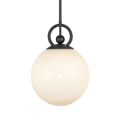 Tristen Pendant 10", Matte Black and Opal Glass