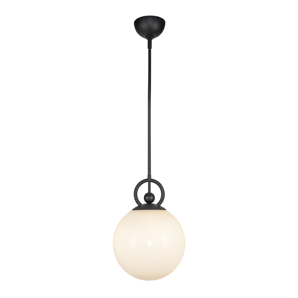 Tristen Pendant 10", Matte Black and Opal Glass