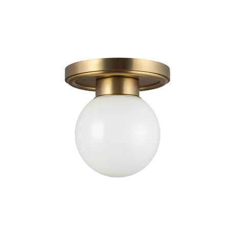Tristen Flush Mount 6", Brushed Brass and Opal Glass