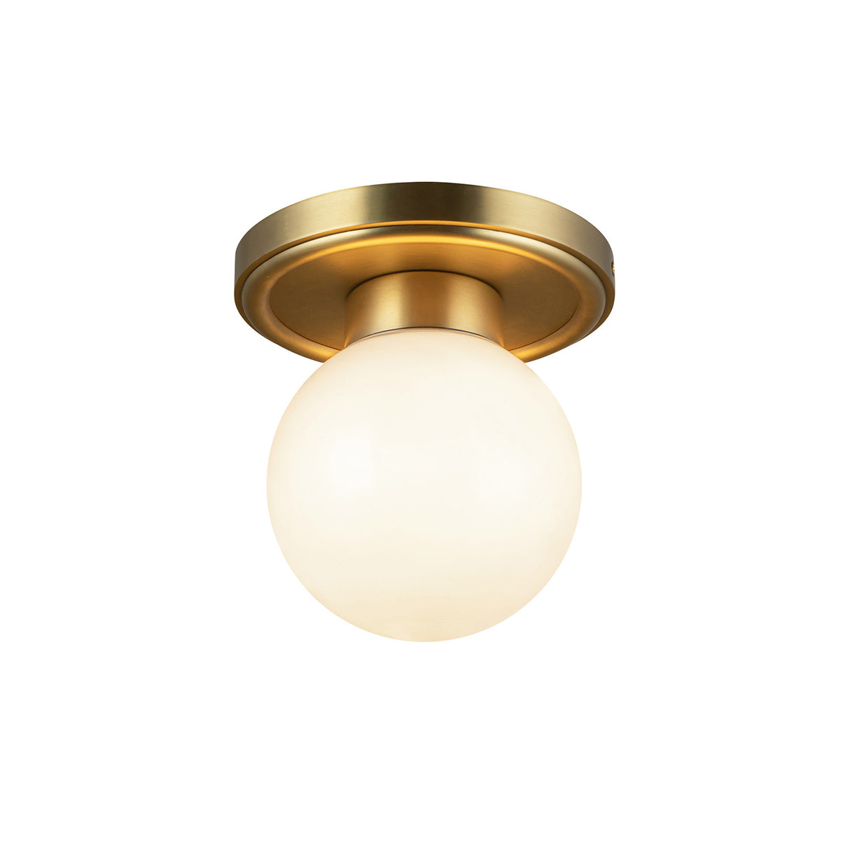 Tristen Flush Mount 6", Brushed Brass and Opal Glass