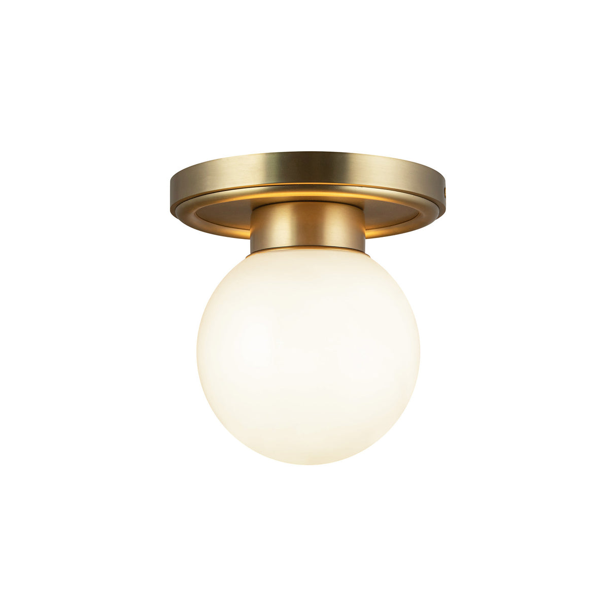 Tristen Flush Mount 6", Brushed Brass and Opal Glass