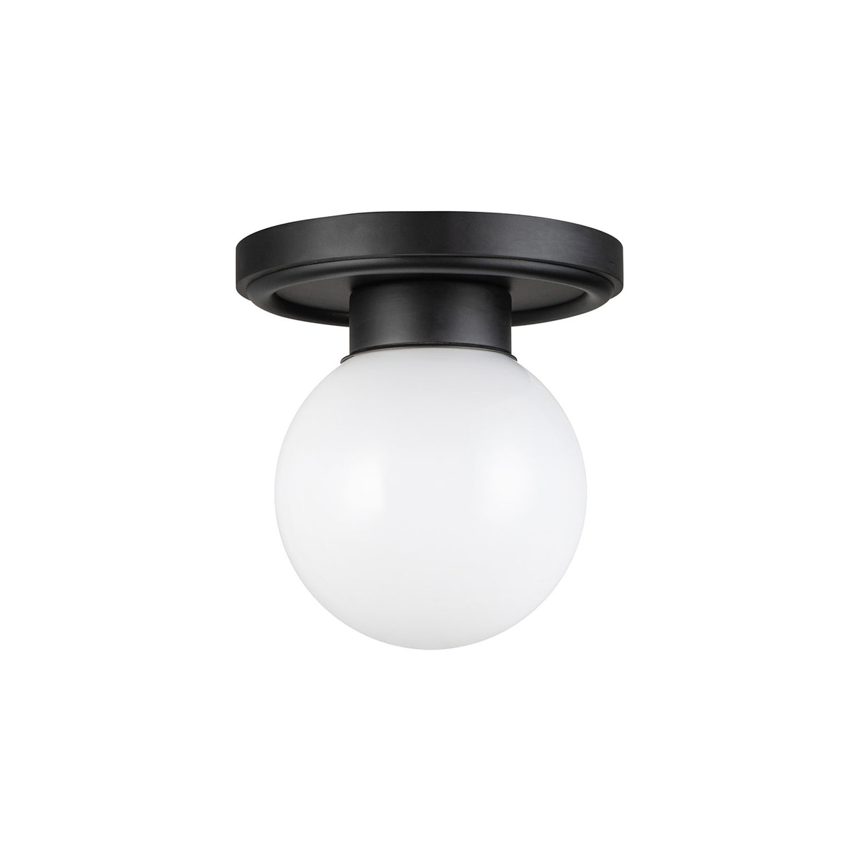 Tristen Flush Mount 6", Matte Black and Opal Glass