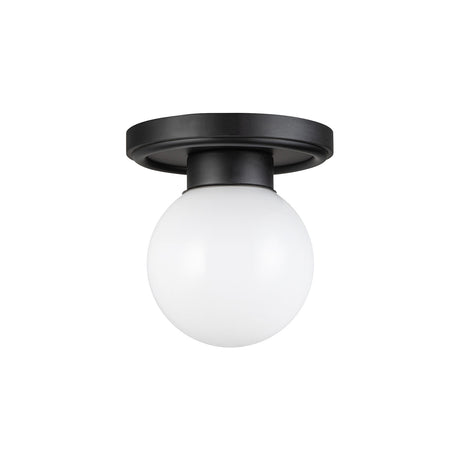 Tristen Flush Mount 6", Matte Black and Opal Glass