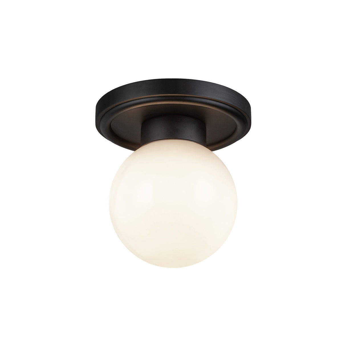 Tristen Flush Mount 6", Matte Black and Opal Glass