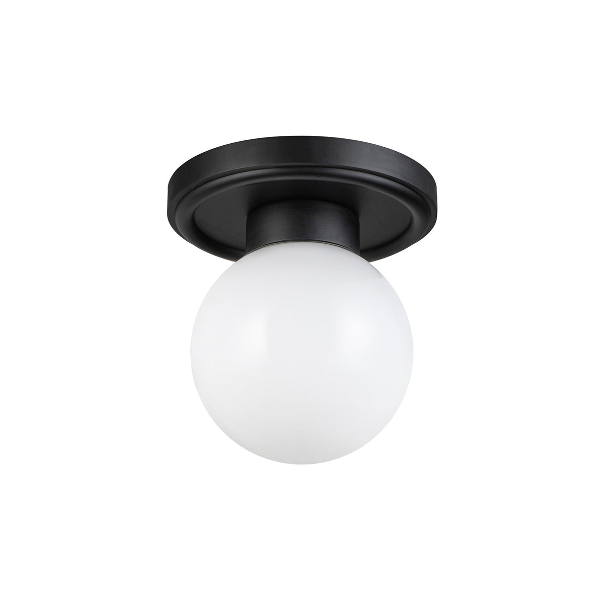 Tristen Flush Mount 6", Matte Black and Opal Glass